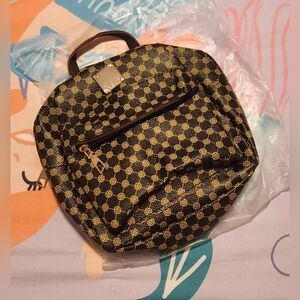 NEW Womens Cute Brown Gold Clover Print Mini Backpack